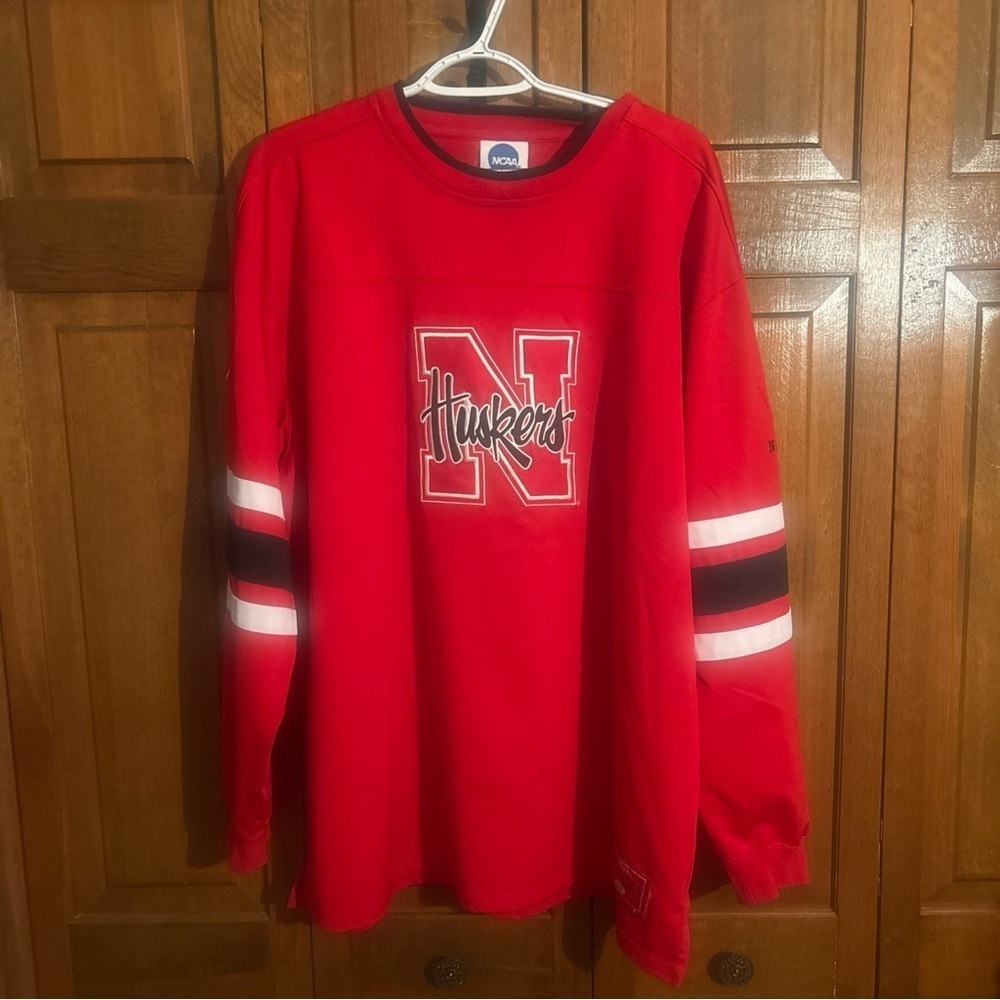 NCAA university of Nebraska Red Shirt with Black Trim